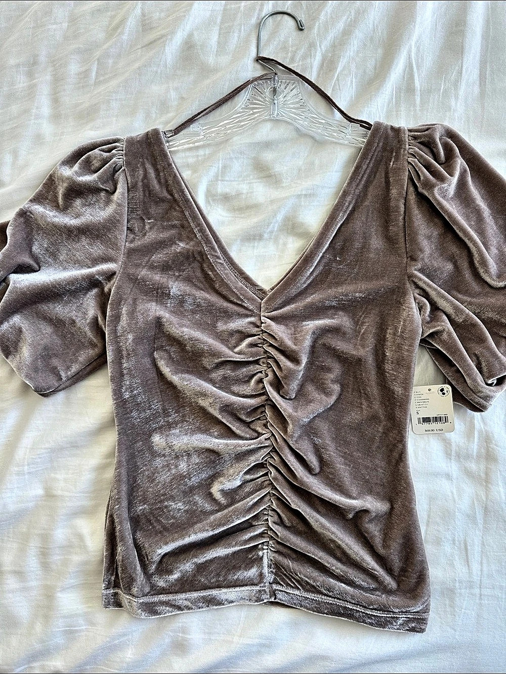 Free People Cassandra Top Ruched Velvet Top Size Small NWT